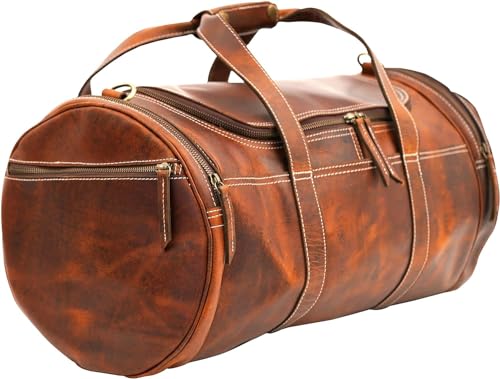 Shades N Stitches Echtes Leder Vintage erweiterbare Reisetasche für Herren Premium Tan Duffle Bag: Langlebige, stilvolle Reise- und Sporttasche für Männer und Frauen, 50,8 cm für Männer und Frauen, von Shades N Stitches