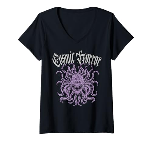 Damen Cosmic Horror - Dunkles Fantasy-Fabelwesen T-Shirt mit V-Ausschnitt von Shadow Realms Design Co