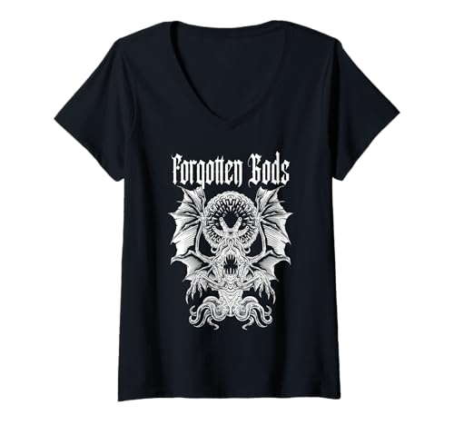Damen Vergessene Götter - Dunkles Fantasy-Fabelwesen T-Shirt mit V-Ausschnitt Damen Vergessene Götter - Dunkles Fantasy-Fabelwesen T-Shirt mit V-Ausschnitt von Shadow Realms Design Co