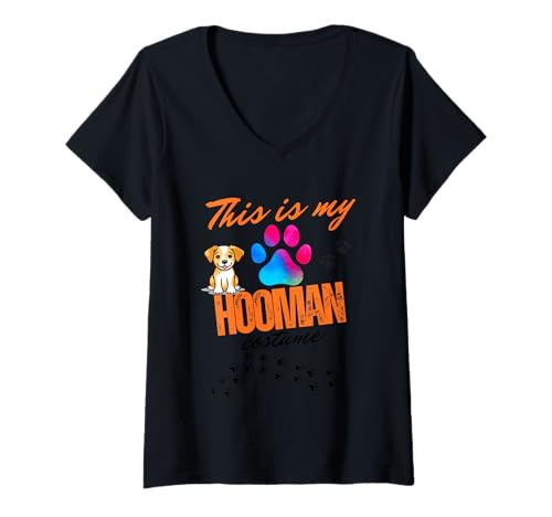 Damen Niedliches My Hooman Kostüm für Hundeliebhaber T-Shirt mit V-Ausschnitt Damen Niedliches My Hooman Kostüm für Hundeliebhaber T-Shirt mit V-Ausschnitt von ShadowPanda Apparel