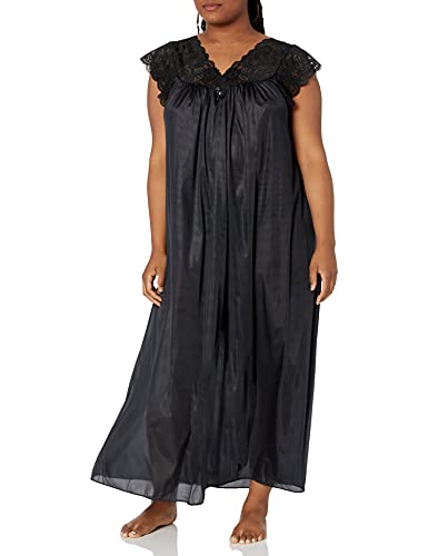 Shadowline Damen-Kleid, Plus-Size Silhouette, 134 cm, Kurze Flügelärmel, langes Kleid - Schwarz - 3X von Shadowline