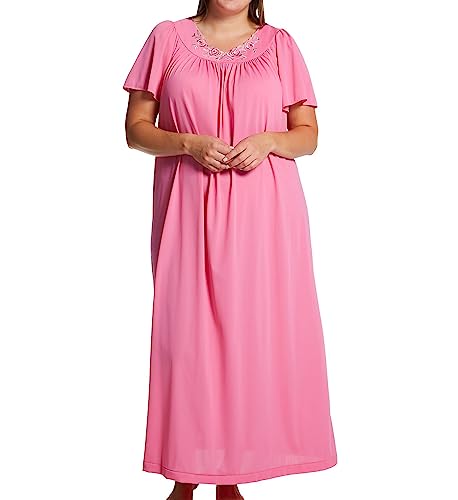 Shadowline Damenkleid in Plus-Größe mit Blütenblättern, 134 cm, Kurze Flatterärmel, langes Kleid - Pink - 3X von Shadowline