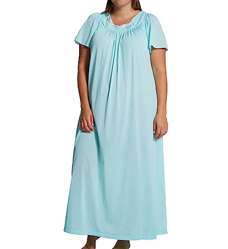 Shadowline Women's Plus Size Petals 53" Short Flutter Sleeve Long Gown, Sea Foam, 2X von Shadowline