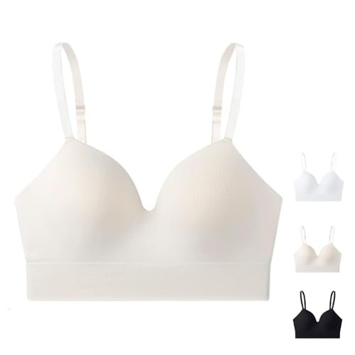 Rose on Six BH Original, Nahtloser Rosensix Bequemer Soft-BH Ohne Bügel, Daily Essential Mit Starkem Halt (DE/NL/SE/PL, Alphanumerisch, L, Regular, Regular, Beige) von Shafaja