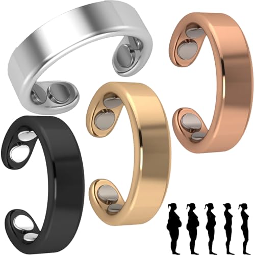Shafaja 2 PCS Sömni Ring, Sömni Ring Damen Wechseljahre Original (Gold+Rosé+Silber+Schwarz) von Shafaja