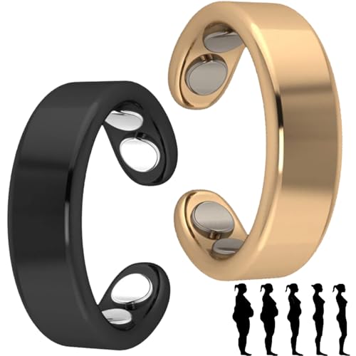 Shafaja 2 PCS Sömni Ring, Sömni Ring Damen Wechseljahre Original (Gold+Schwarz-A) von Shafaja