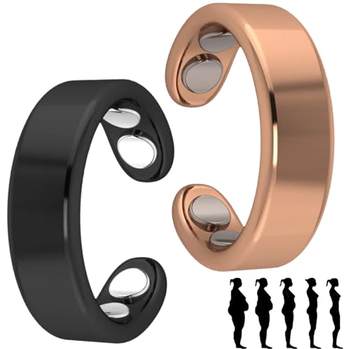 Shafaja 2 PCS Sömni Ring, Sömni Ring Damen Wechseljahre Original (Schwarz+Rosé) von Shafaja