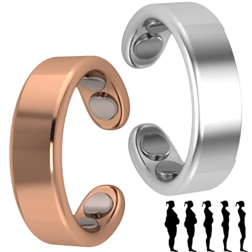 Shafaja 2 PCS Sömni Ring, Sömni Ring Damen Wechseljahre Original (Silber+Rosé) von Shafaja