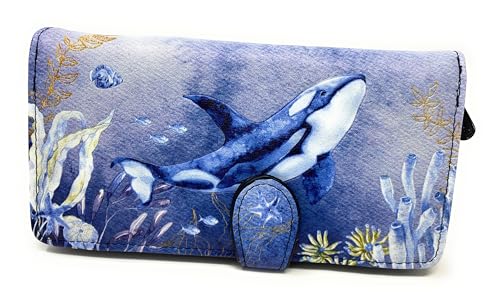 Shag Wear Black Orca and Friends Ocean Damen Billfold Wallet Vegan Kunstleder Strukturiert 17.8 cm, Beige, Large, Modern von Shag Wear