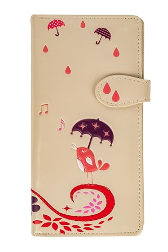 Shag Wear Damen Premium Vegan Clutch Kartenhalter Reißverschluss Geldbörse Geldbörse, Singing In The Rain Cream von Shag Wear