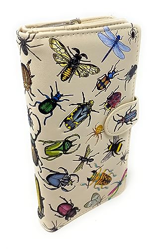 Shag Wear Insect Mania Große Geldbörse für Damen, Kunstleder, 17,8 cm, Beige, Beige, Modern von Shag Wear
