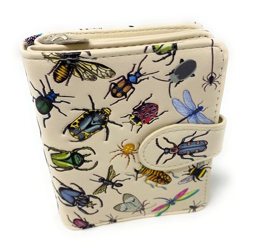 Shag Wear Insect Mania Small Nature Geldbörse für Damen, veganes Kunstleder, 11,4 cm, beige, Beige, Large, Modern von Shag Wear