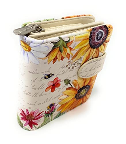 Shag Wear Sonnenblumen-Geldbörse für Damen, klein, beige, beige, Small, Modern von Shag Wear