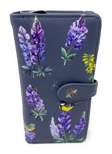 Shag Wear Summer Lupines and Nature Scene Wallet for Women and Teen Girls Vegan Faux Leather Grey 17.8 cm, grau dunkel, Large, Modern von Shag Wear