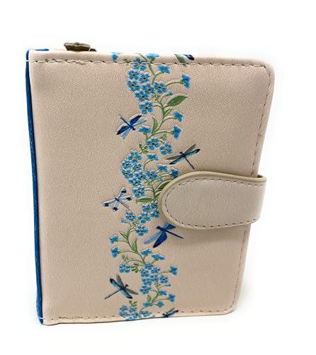 Shagwear Floral Libellen Kleine Insekten Geldbörse für Frauen Vegan Kunstleder Beige 11,4 cm, Beige, Small, Modern von Shag Wear