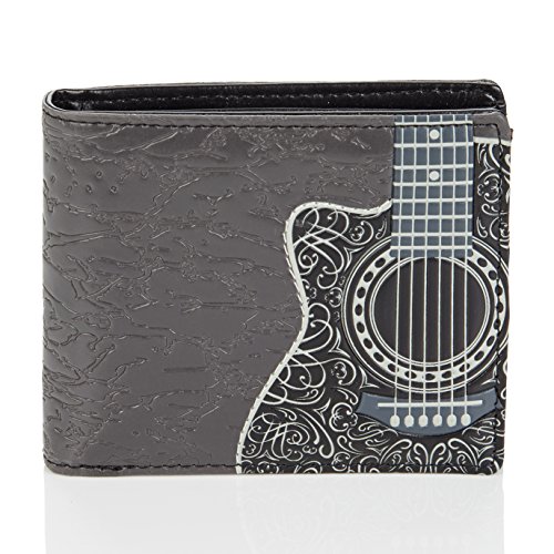 Shagwear Geldbörse Herren Portemonnaie Groß mit Riessverschluss Münzfach 9 Fächer PU Leder Geldbeutel für Männer Brieftasche Wallet Portmonee - Gitarre von Shag Wear