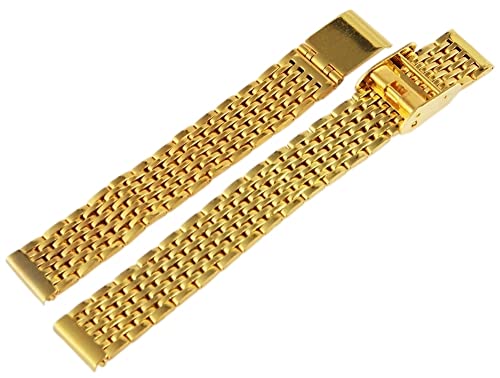 Edelstahl Gliederband Uhrenarmband goldfarbig Stegbreite 12 mm, Gesamtlänge 18 cm, Bandstärke 2 mm von LEONARDO VERRELLI