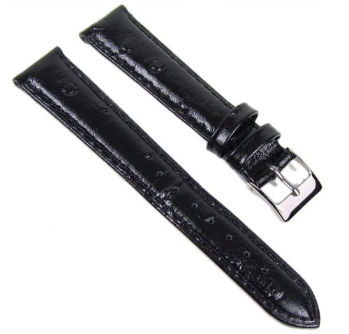 Uhrenarmband Leder Band schwarz Straußenleder - Optik 18mm 19469S von Minott
