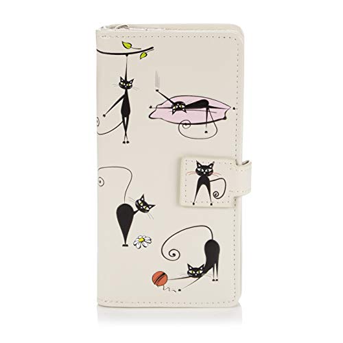 SHAGWEAR ® Portemonnaie Geldbeutel Damen Geldbörse Mädchen | Bifold Mehrfarbig Portmonee Designs: (Irre Katzen Creme/Crazy Cats) von Shag Wear