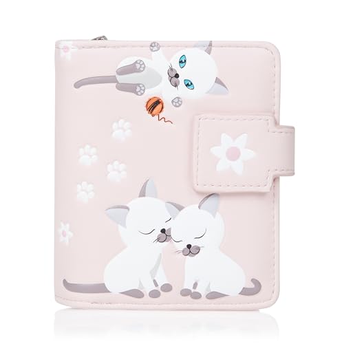 SHAGWEAR ® Portemonnaie Geldbörse Damen Geldbeutel Mädchen | Bifold Mehrfarbig Portmonee Designs: (Verspielte Kätzchen Rosa/Playful Kittens - Pink) von Shag Wear