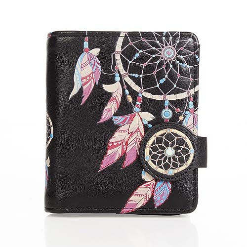 Shag Wear Damen Geldbeutel Mädchen Geldbörse Klein Kurzformat Frauen Portemonnaie aus Weichem PU Leder - 7 Kartenfächer mit Münzfach und RFID-Schutz mit stilvollen Fantasie Designs - Dream Catcher von Shag Wear