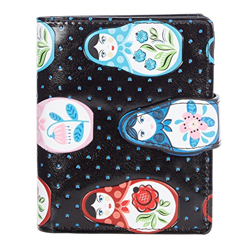 SHAGWEAR ® Portemonnaie Geldbörse Damen Geldbeutel Mädchen | Bifold Mehrfarbig Portmonee Designs: (Russische Puppen Schwarz/Russian Dolls) von Shag Wear