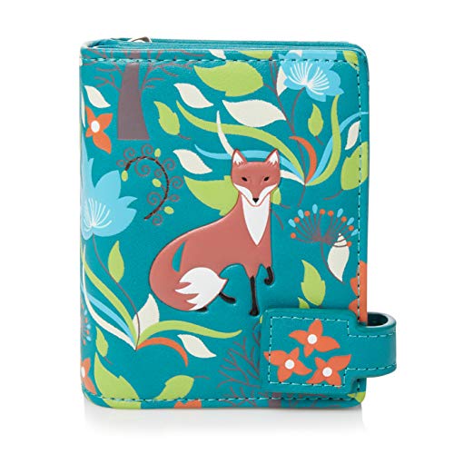 SHAGWEAR Portemonnaie Geldbörse Damen Geldbeutel Mädchen | Bifold Mehrfarbig Portmonee Designs - (Füchse im Wald Petrol/Forest Foxes) von Shag Wear