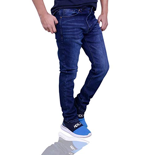 Men's Jeans Herren Jeans Slim Fit Style Blau Hose Regular Skinny Jeanshose Men's Stretchy Slim Fit Jeans (Dark Blue, W32/L32) von Shah Traders