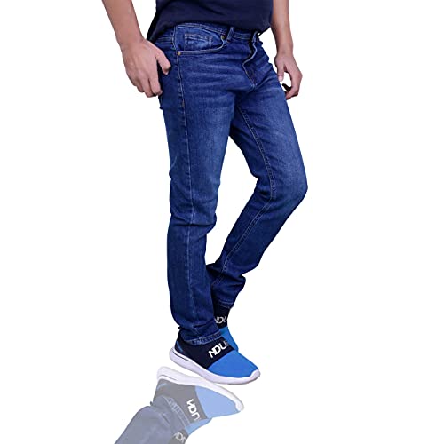 Men's Jeans Herren Jeans Slim Fit Style Blau Hose Regular Skinny Jeanshose Men's Stretchy Slim Fit Jeans (Mid Blue, W32/L32) von Shah Traders