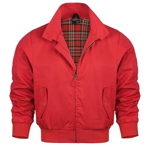 Shah Traders Harrington Jacket, The Knightsbridge of London, Harrington Jacke Blouson English Jacke Karofutter - Red Check lining from Inside - XS-4XL (Rot, S) von Shah Traders