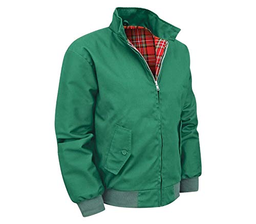 Shah Traders Harrington Jacket, The Knightsbridge of London, Harrington Jacke Blouson English Vinatge Jacket Karofutter - Red Check lining from Inside - XS-4XL (Grün, S) von Shah Traders