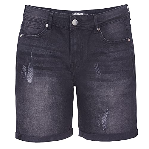 Summer Denim Jeans Shorts Designer Jeans Herren Shorts Kurze Hose Slim Fit Cotton Short Denim Stretch (Black-Grey, W34) von Shah Traders