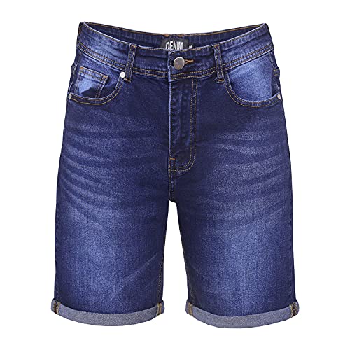 Summer Denim Jeans Shorts Designer Jeans Herren Shorts Kurze Hose Slim Fit Cotton Short Denim Stretch (Dark Blue, W40) von Shah Traders