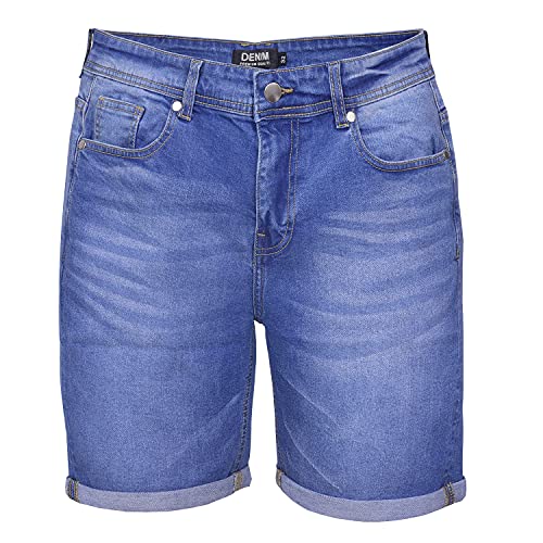 Summer Denim Jeans Shorts Designer Jeans Herren Shorts Kurze Hose Slim Fit Cotton Short Denim Stretch (Light Blue, W30) von Shah Traders