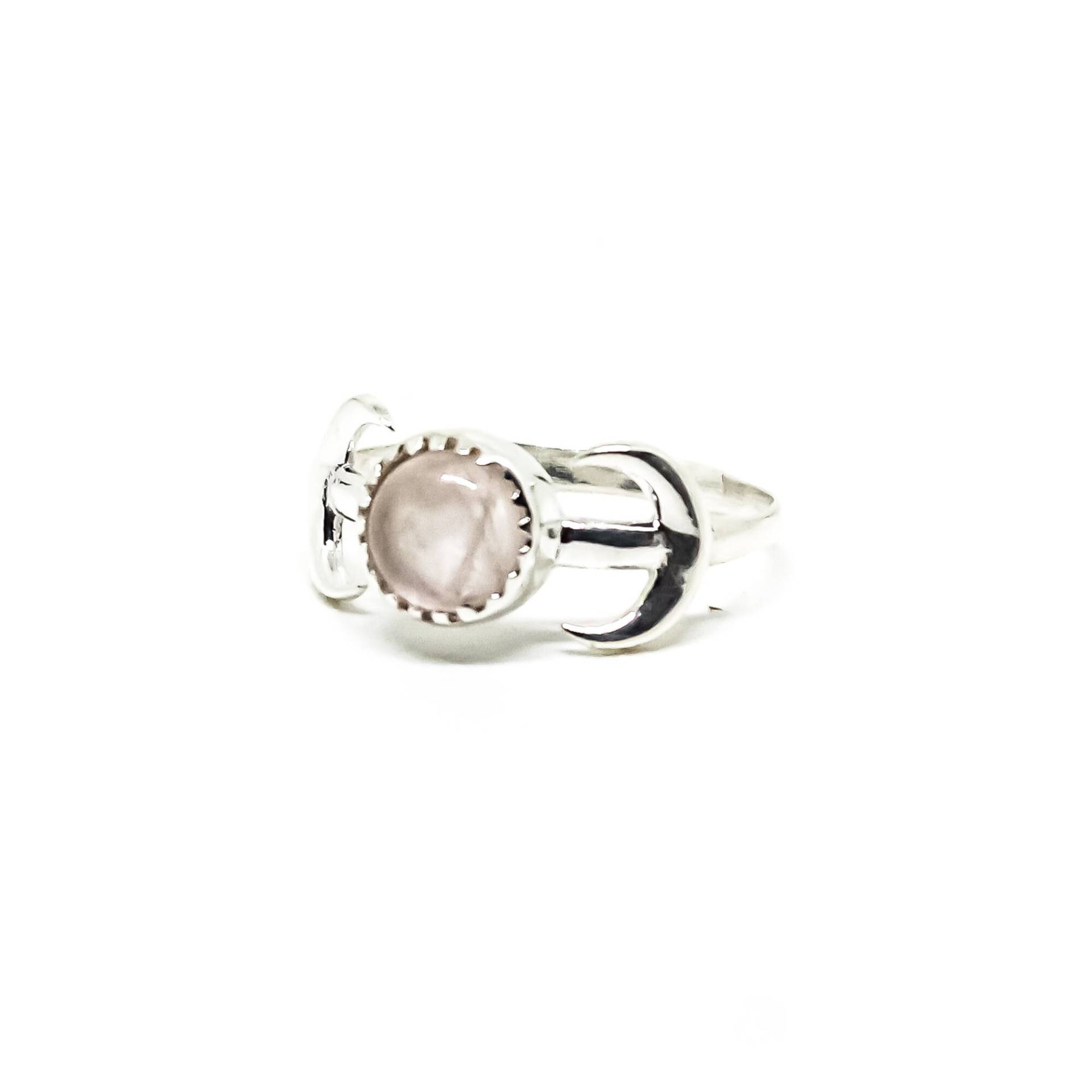 Rosenquarz Ring, Halbmond, Sterling Silber 925, Zierlich, Stapelbar, Geschenk Für Sie, Schmuck von ShailJewels