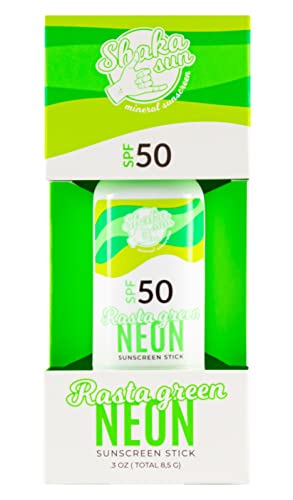 Shaka Sun - Mineralischer Sonnencreme I SPF 50+ I Sonnenschutz Stift I Natürliche Zinkoxid I für Kinder und Erwachsene I Gegen Alle Strahlenarten UVA und UVB I Wasserfest I NEON Grün von Shaka Sun
