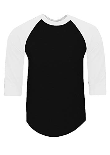 Shaka Wear Herren Baseball-T-Shirt, Raglan-3/4-Ärmel, Baumwoll-Jersey, S-5XL - schwarz - Groß von Shaka Wear