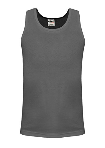 Shaka Wear Herren Basic Ärmellos Tank Top Baumwolle Solid Muscle Workout T-Shirt Unterhemd Activewear Größen S ~ 5XL - Grau - 4X-Groß von Shaka Wear