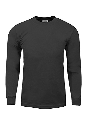 Shaka Wear Herren-T-Shirt aus Baumwolle – Max Heavyweight 200 g, langärmelig, Rundhalsausschnitt, einfarbig, normale Größe, große Größe, D.grey, L von Shaka Wear