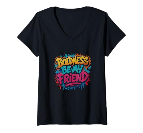 Damen Distressed Boldness Friend Cymbeline Shakespeare-Zitat Meme T-Shirt mit V-Ausschnitt von Shakespearean Quotes Apparel