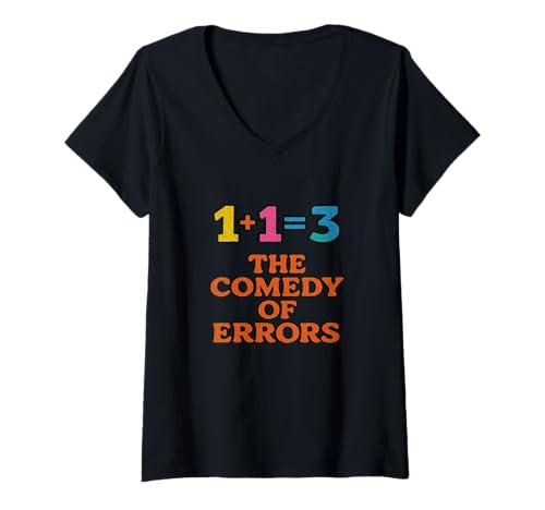 Damen Distressed Comedy Errors Spieltitel Shakespeare Humorous T-Shirt mit V-Ausschnitt von Shakespearean Quotes Apparel