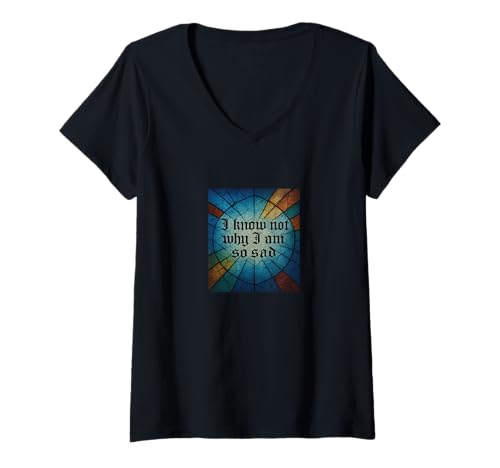 Damen Distressed Merchant Venice Zitat Shakespeare Play Meme T-Shirt mit V-Ausschnitt von Shakespearean Quotes Apparel