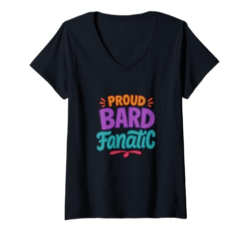 Damen Distressed Proud Bard Fanatic Shakespeare Humorvoll Lustig T-Shirt mit V-Ausschnitt von Shakespearean Quotes Apparel