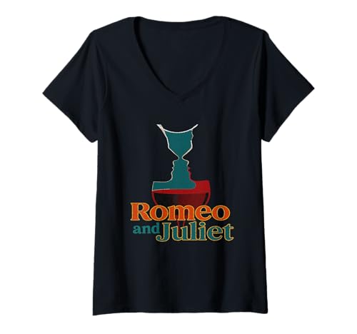 Damen Distressed Romeo Juliet Shakespeare-Titel Meme T-Shirt mit V-Ausschnitt von Shakespearean Quotes Apparel