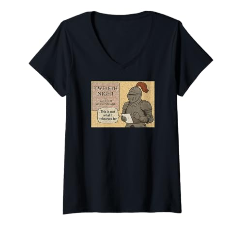 Damen Shakespeare-Comedy-Meme von Distressed Twelfth Night Knight T-Shirt mit V-Ausschnitt von Shakespearean Quotes Apparel