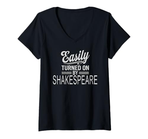 Damen Shakespeare-Humorvoller Slogan im Used-Look T-Shirt mit V-Ausschnitt von Shakespearean Quotes Apparel