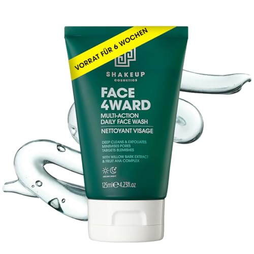 Shakeup - Multi-Action tägliches Gesichtswaschgel, Cleansing Gel für Männer, tiefenreinigend & exfolierend, mit Weidenrindenextrakt & Frucht-AHA-Komplex 125ml von Shakeup Cosmetics