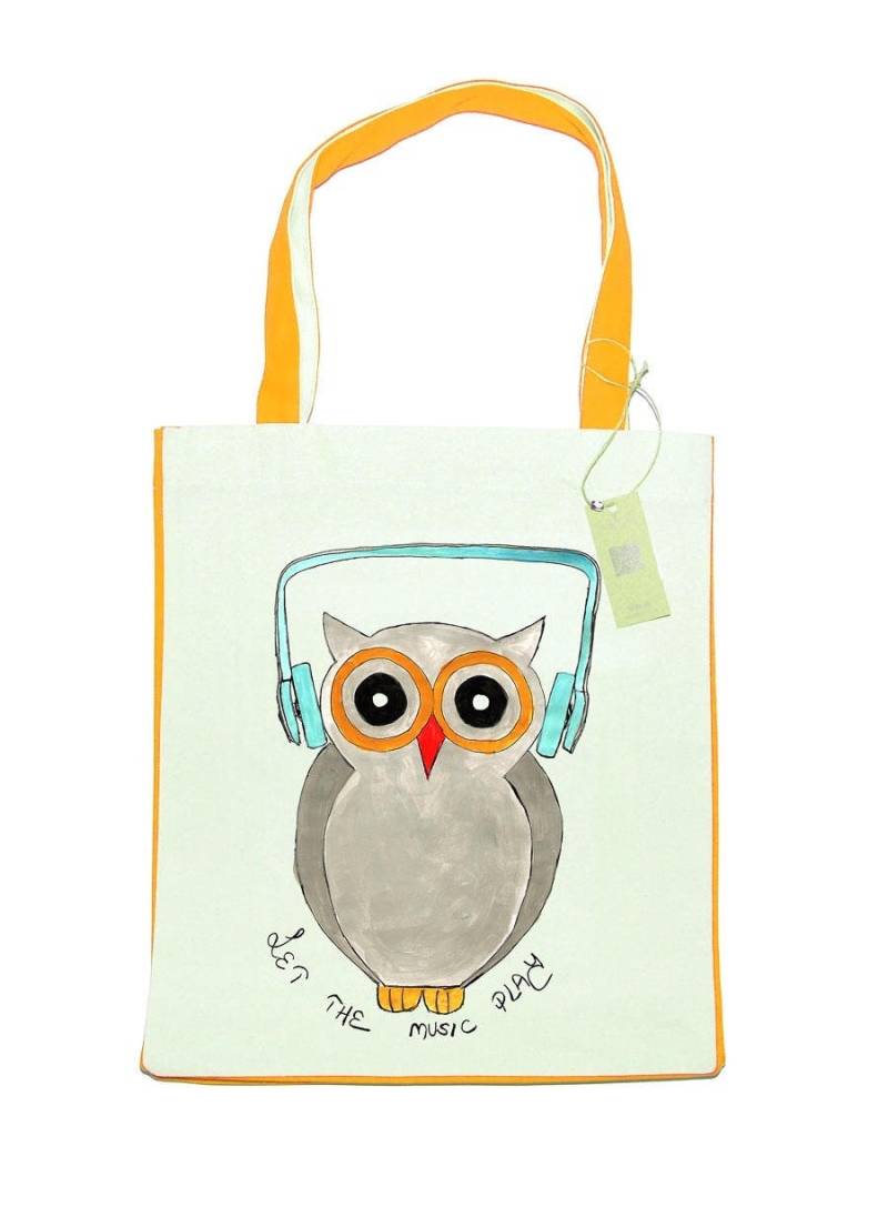 Die Eule-Tasche Canvas - Bio Baumwolle Tasche Tote Bag-Bunte Tote-Herbst Large Tote-Waschbar-Innen Tasche-Robust-Leinwand-Tote Handmade von ShakoDesign