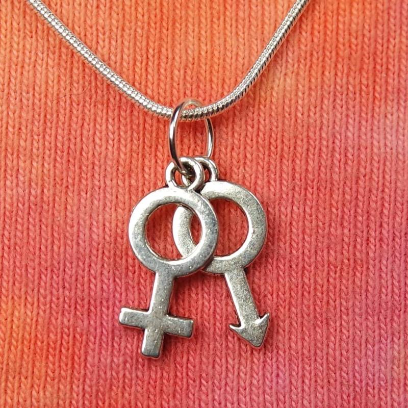 Doppel Charm Halskette, Venus Und Mars Symbol, Mann Frau Liebe Ehe Partnerschaft Heterosexuell Gerade Paar von ShaktiAndShivaDesign