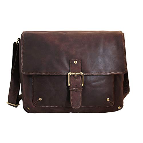 Shalimar Laptoptasche Messenger Bag/Umhängetasche aus geöltem Leder für 13"-Laptops, Farbe/Colour:Dark Muskat von Shalimar